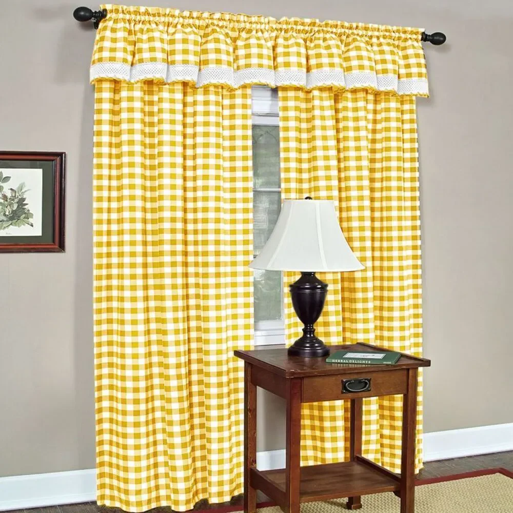 Achim Home Furnishing: Buffalo Yellow Plaid Modern Window Curtain Panel : 58